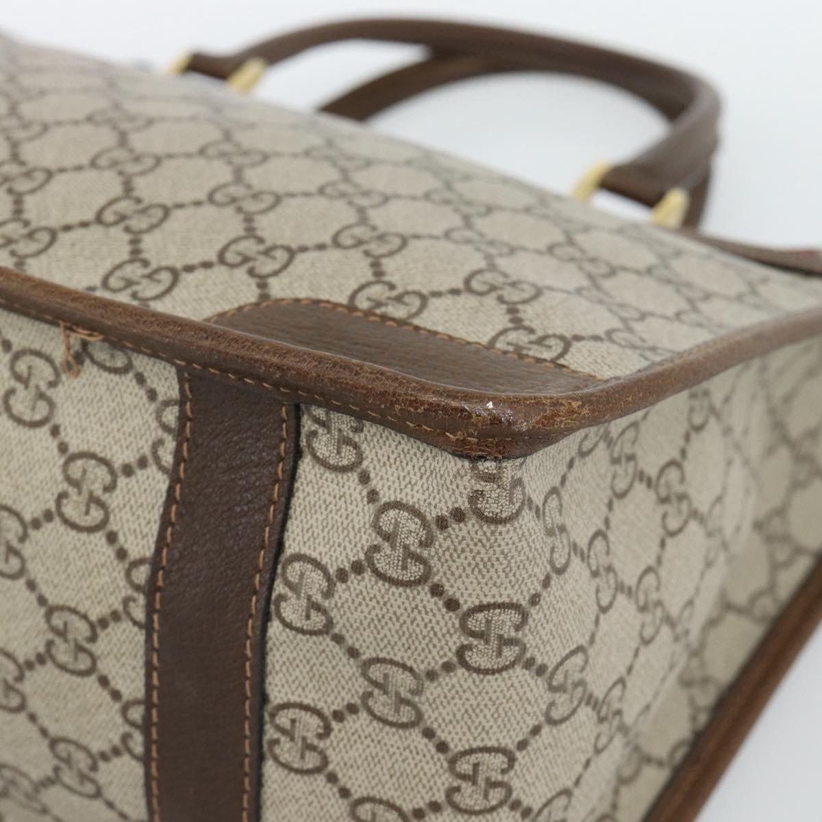 GUCCI GG Supreme Web Sherry Line Hand Bag PVC Beige Gold Auth 185508