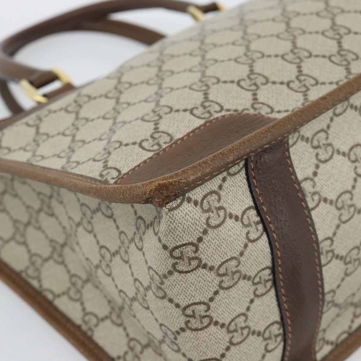 GUCCI GG Supreme Web Sherry Line Hand Bag PVC Beige Gold Auth 185508