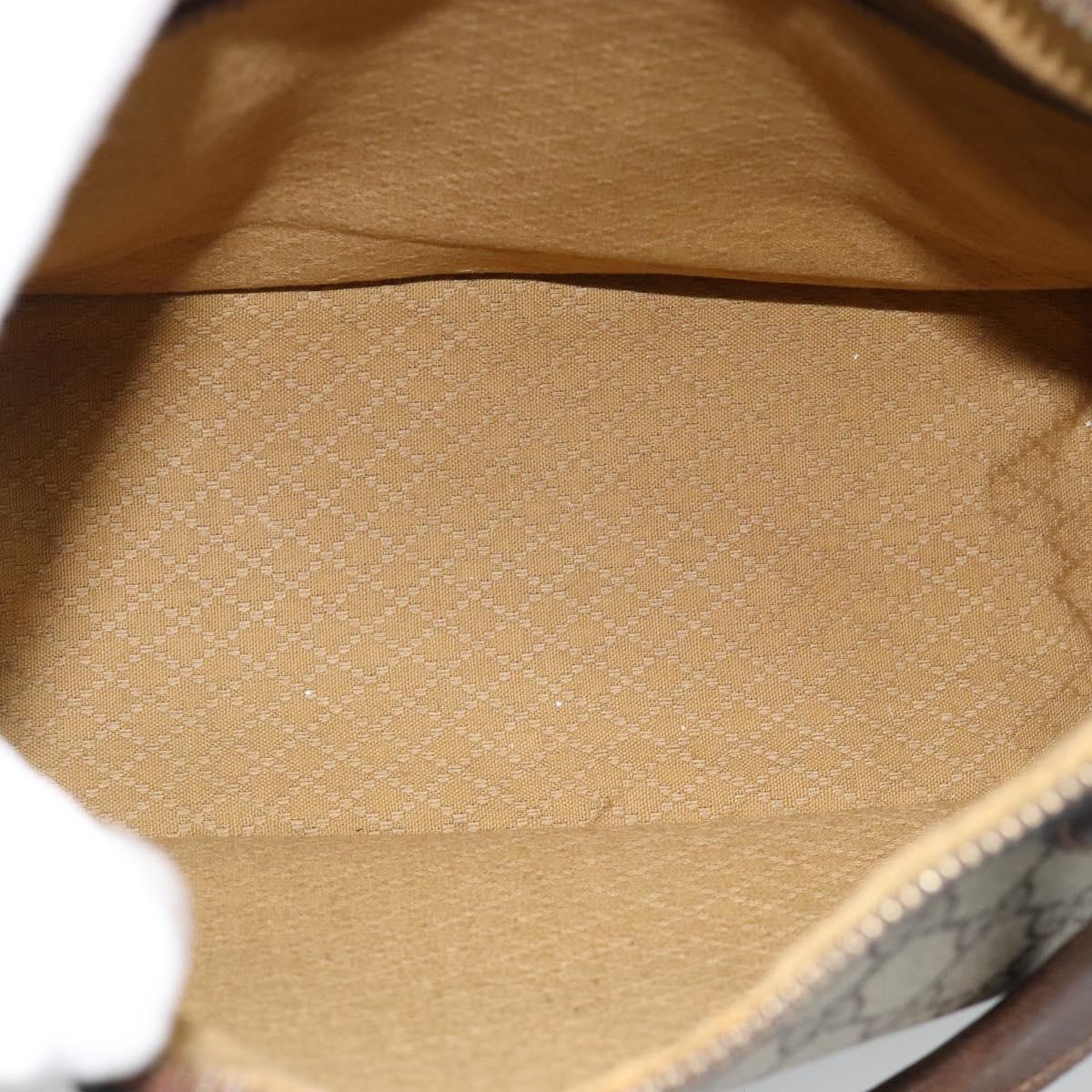 GUCCI GG Supreme Web Sherry Line Hand Bag PVC Beige Gold Auth 185508
