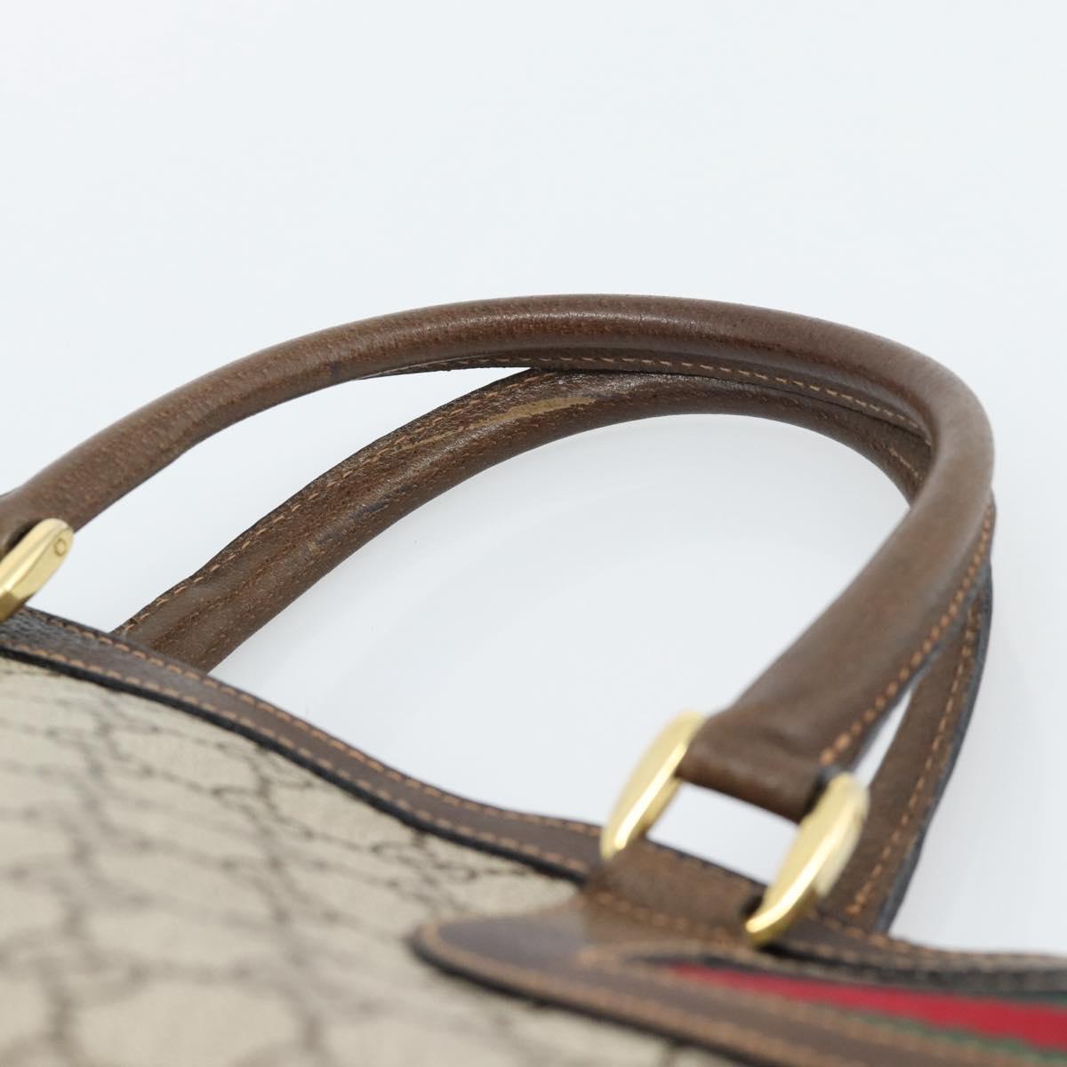 GUCCI GG Supreme Web Sherry Line Hand Bag PVC Beige Gold Auth 185508