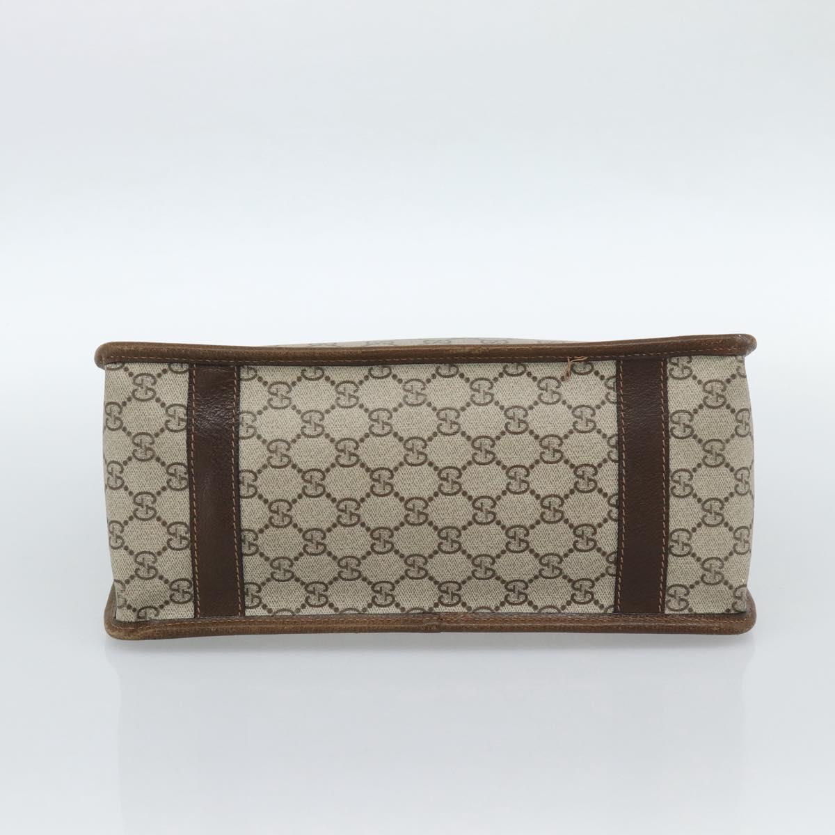 GUCCI GG Supreme Web Sherry Line Hand Bag PVC Beige Gold Auth 185508