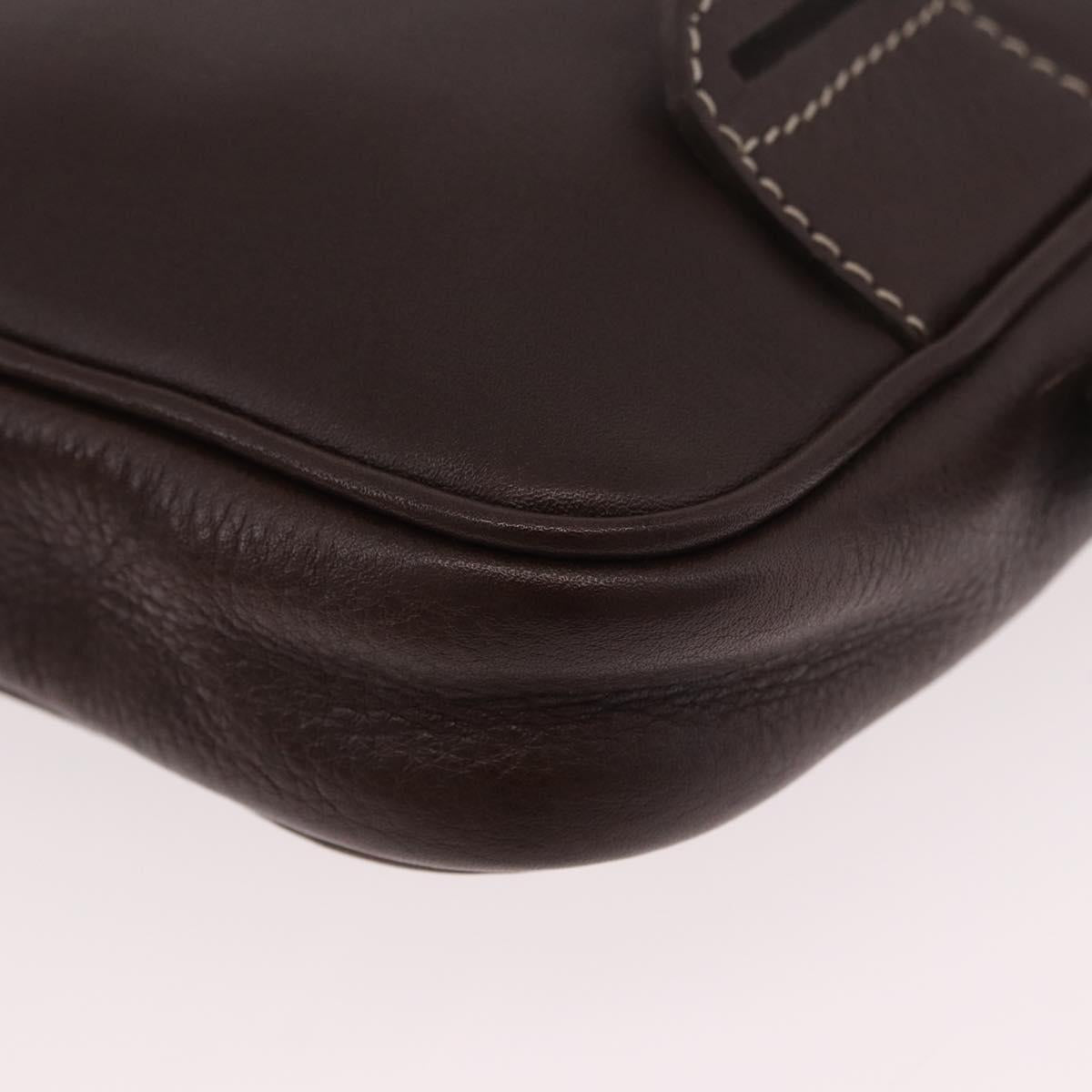 LOEWE Shoulder Bag Leather Brown Gold Auth 185510A