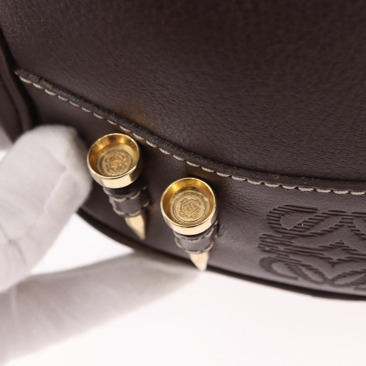 LOEWE Shoulder Bag Leather Brown Gold Auth 185510A