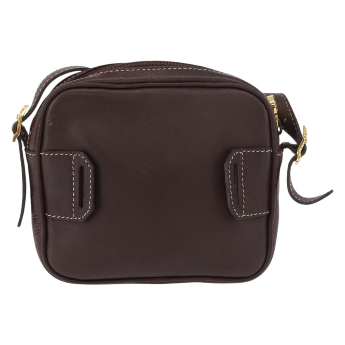 LOEWE Shoulder Bag Leather Brown Gold Auth 185510A