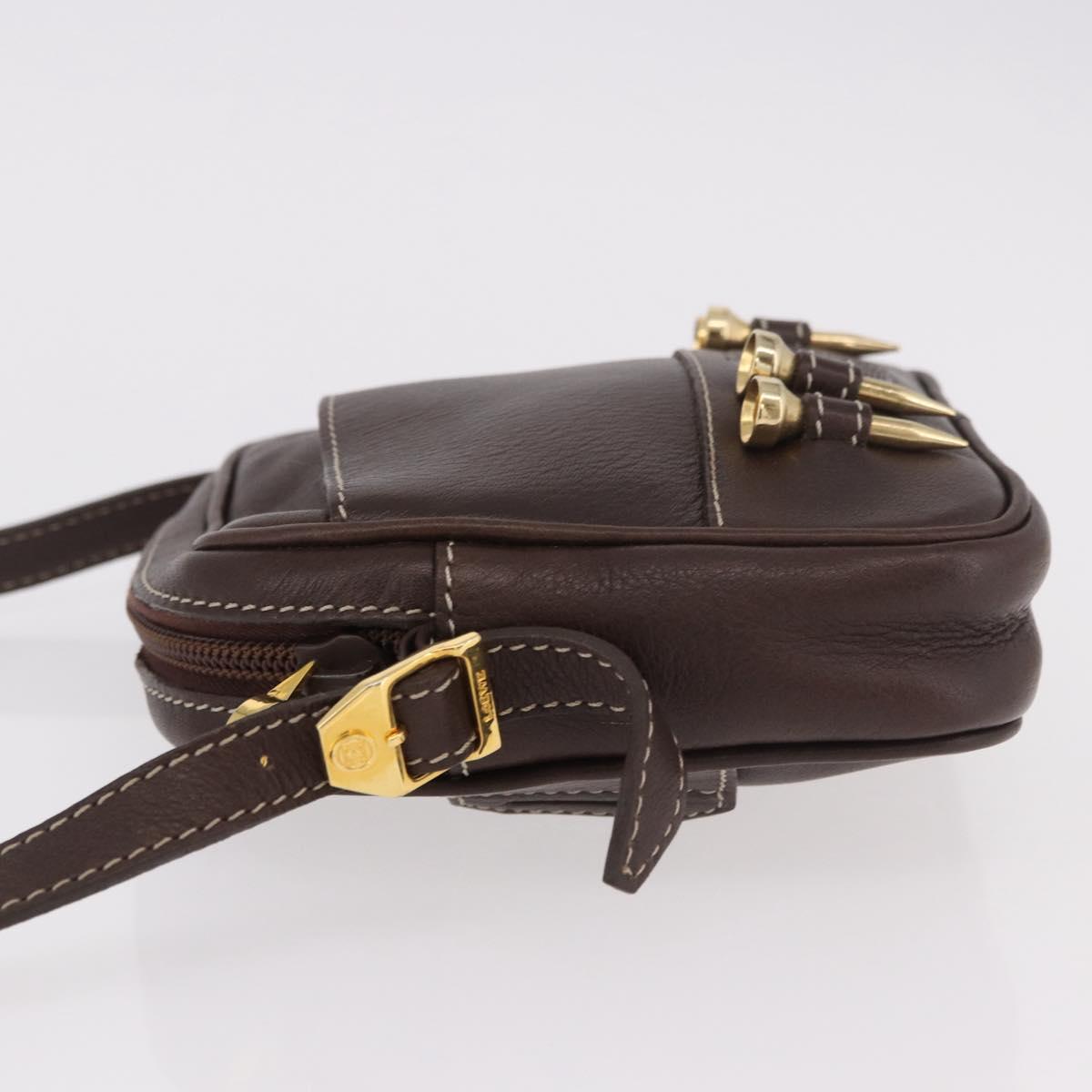 LOEWE Shoulder Bag Leather Brown Gold Auth 185510A