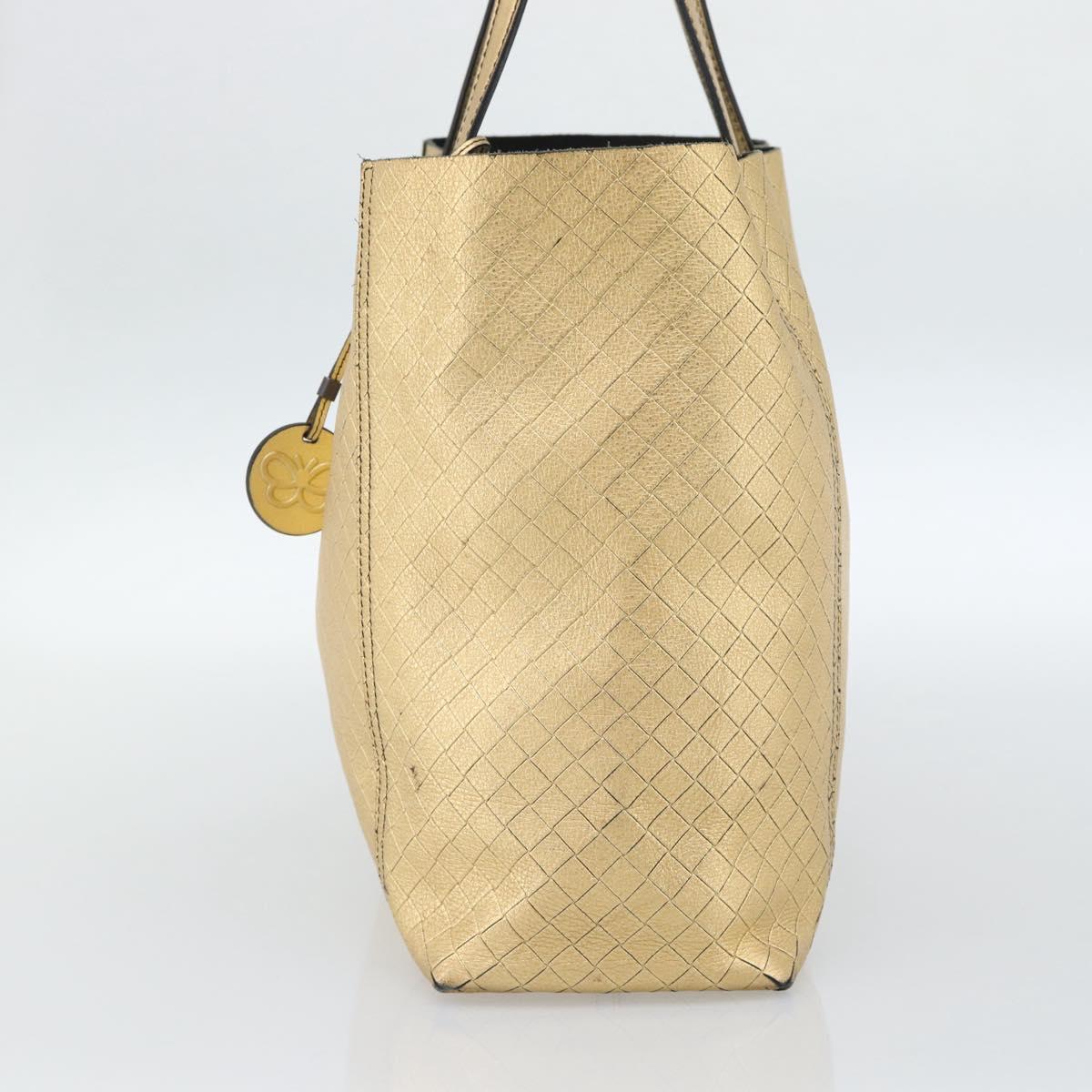 BOTTEGA VENETA Mirage Tote Bag Leather Gold Auth 185512