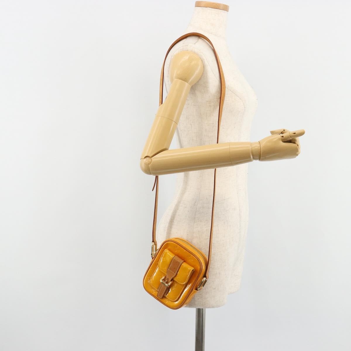 LOUIS VUITTON Monogram Vernis Christie PM Shoulder Bag Jaune M91110 Auth 185531