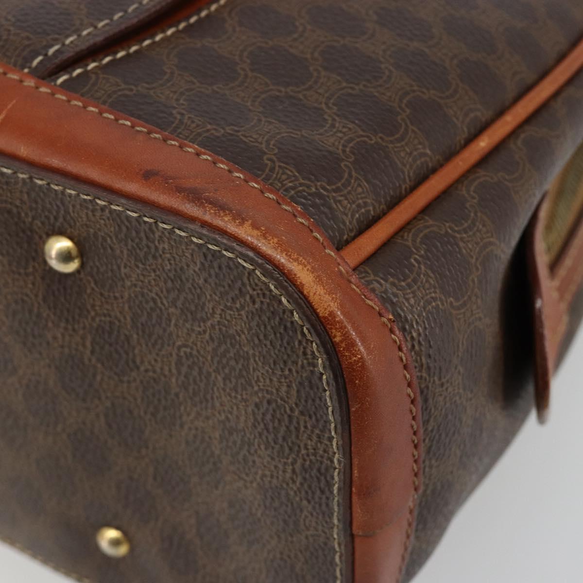 CELINE Macadam Canvas Hand Bag PVC Leather Brown Gold Auth 185533