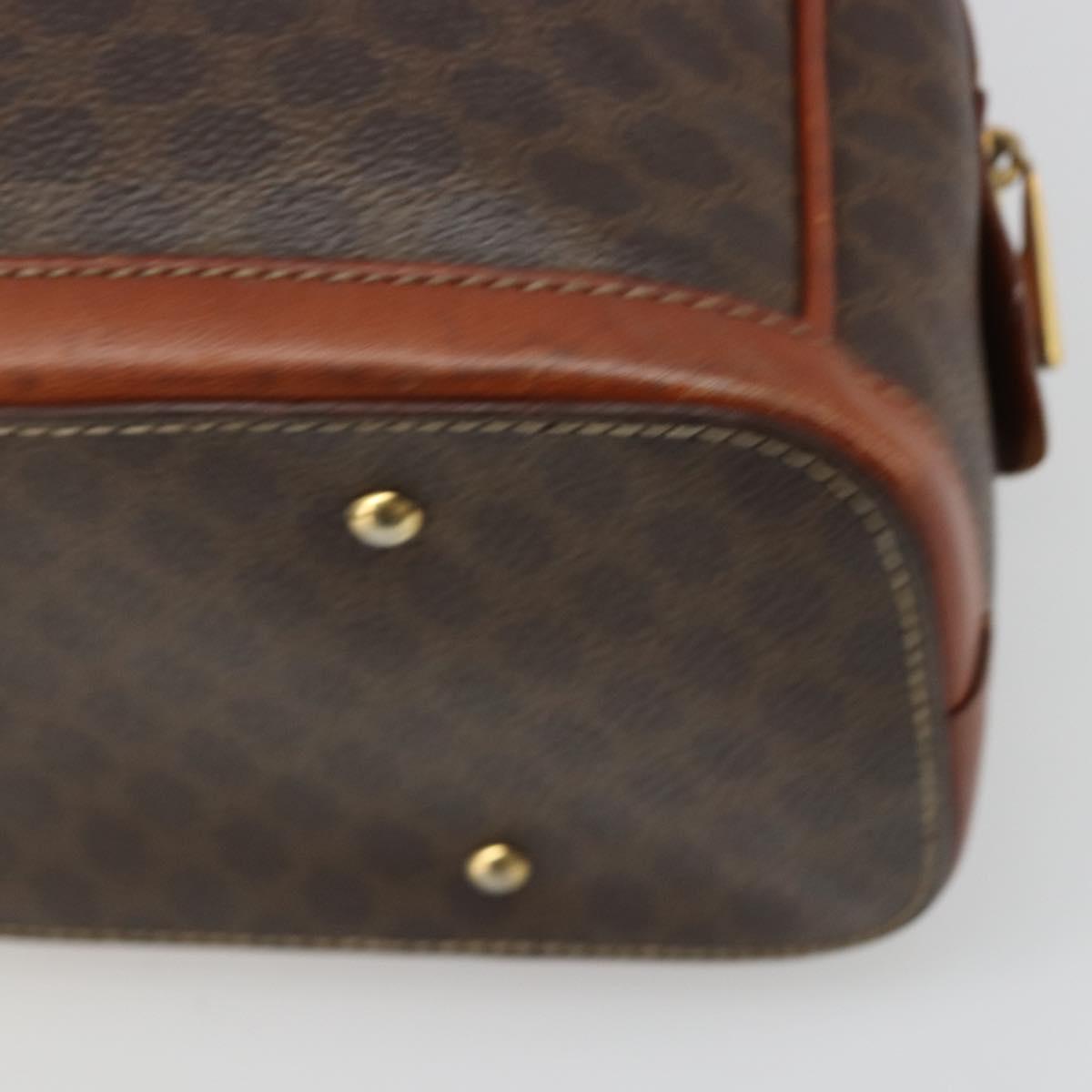CELINE Macadam Canvas Hand Bag PVC Leather Brown Gold Auth 185533