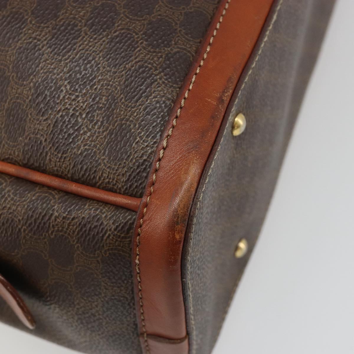 CELINE Macadam Canvas Hand Bag PVC Leather Brown Gold Auth 185533