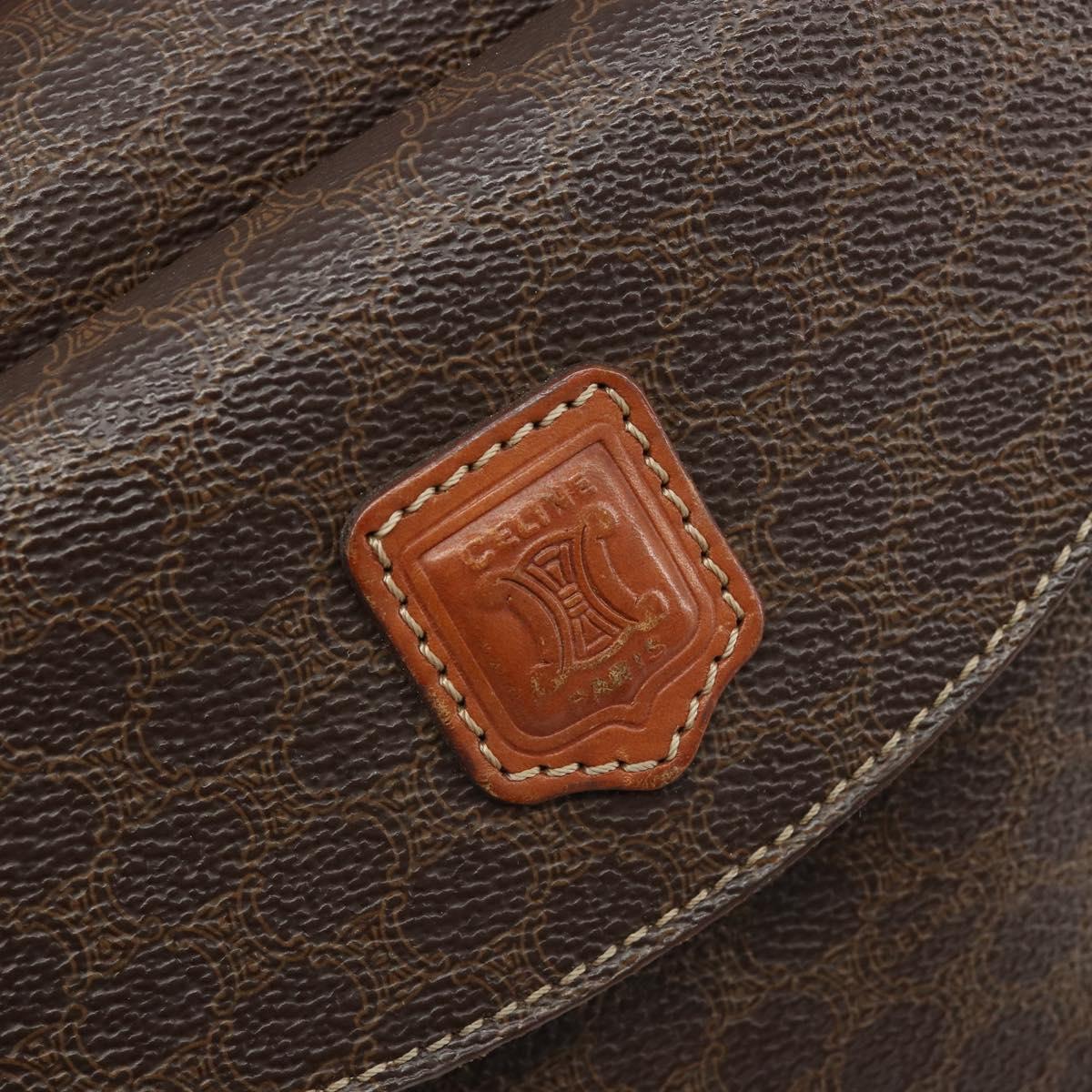 CELINE Macadam Canvas Hand Bag PVC Leather Brown Gold Auth 185533