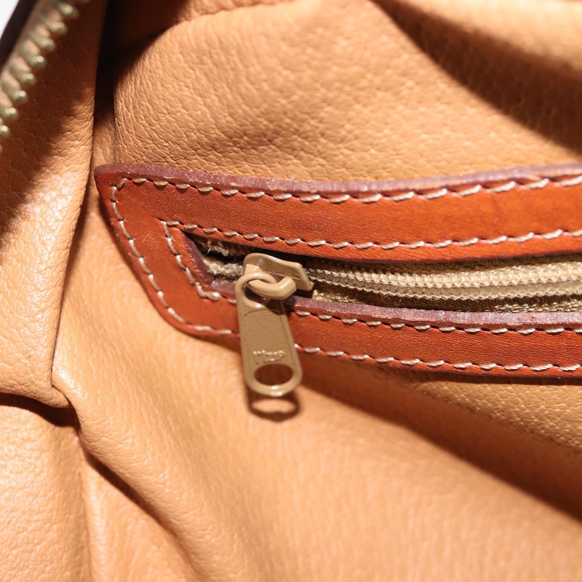 CELINE Macadam Canvas Hand Bag PVC Leather Brown Gold Auth 185533