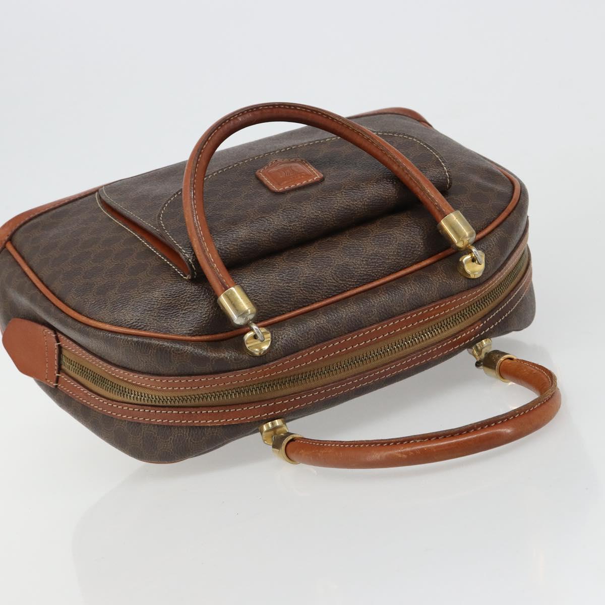 CELINE Macadam Canvas Hand Bag PVC Leather Brown Gold Auth 185533