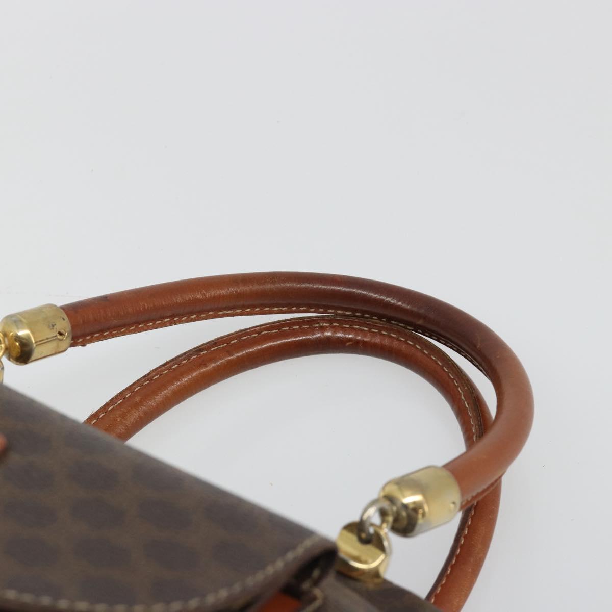 CELINE Macadam Canvas Hand Bag PVC Leather Brown Gold Auth 185533