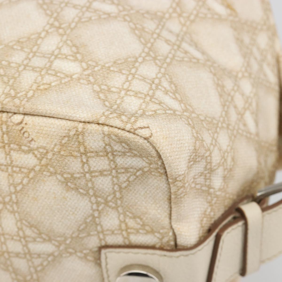 Christian Dior Panarea Hand Bag Canvas Ivory Silver Auth 185536A