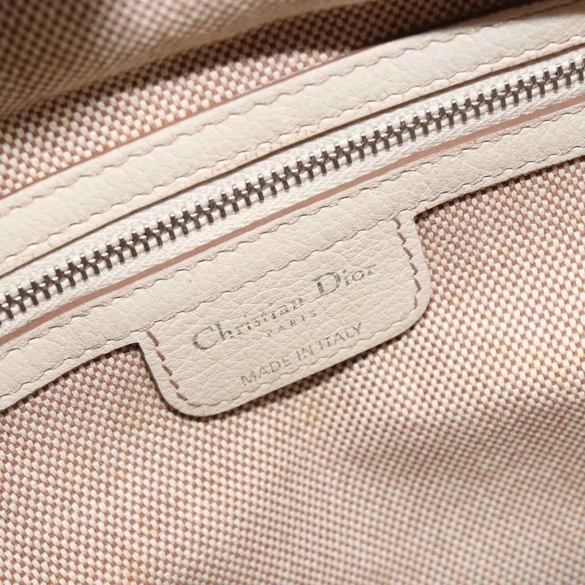 Christian Dior Panarea Hand Bag Canvas Ivory Silver Auth 185536A