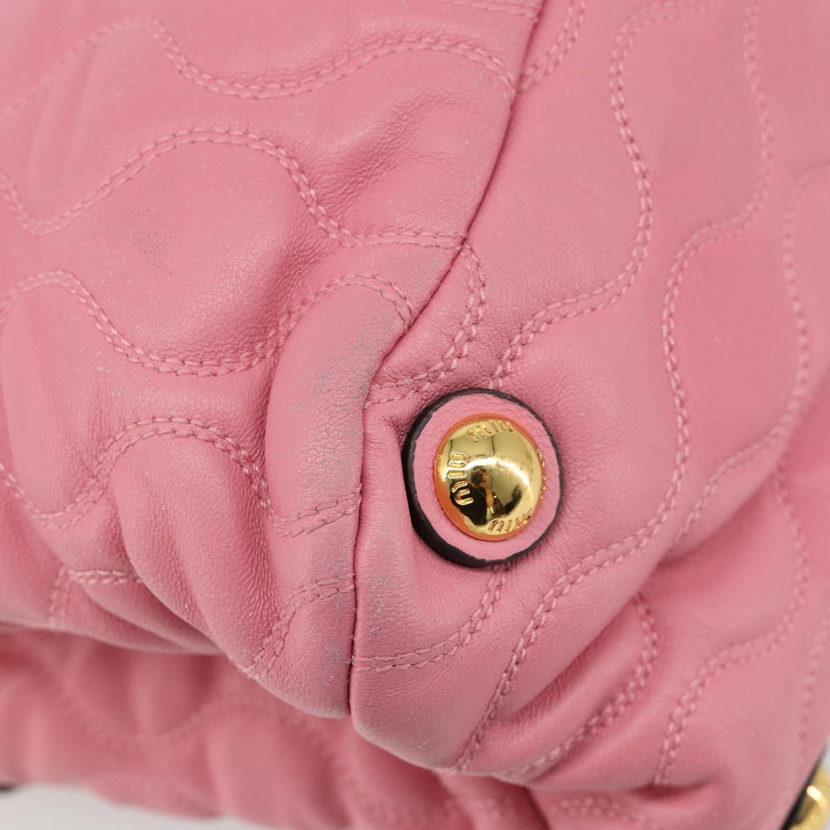 Miu Miu Hand Bag Leather Pink Gold Auth 185537