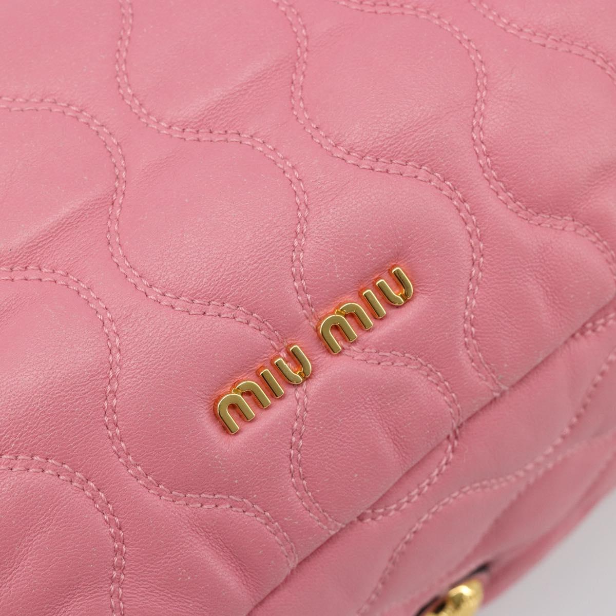 Miu Miu Hand Bag Leather Pink Gold Auth 185537
