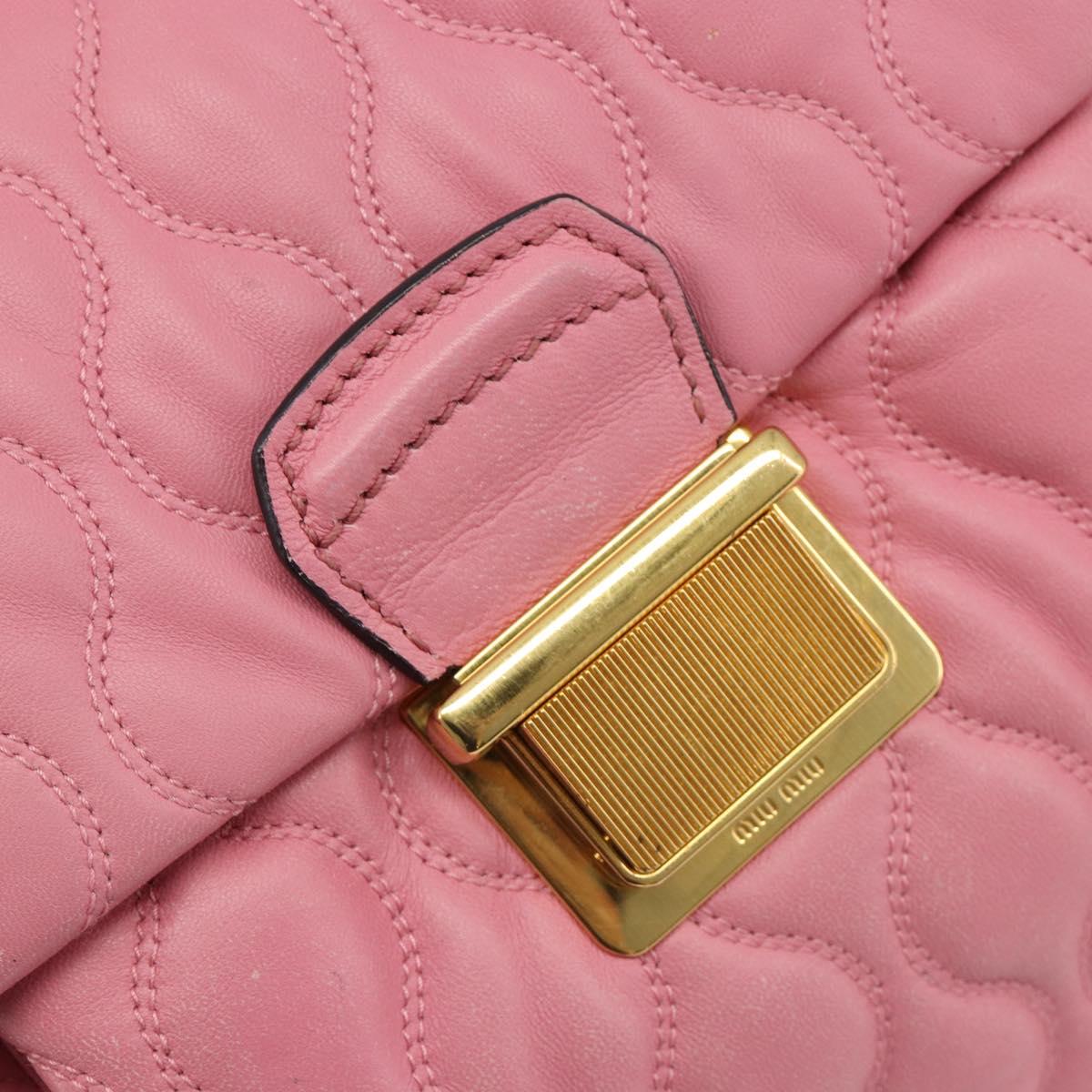 Miu Miu Hand Bag Leather Pink Gold Auth 185537