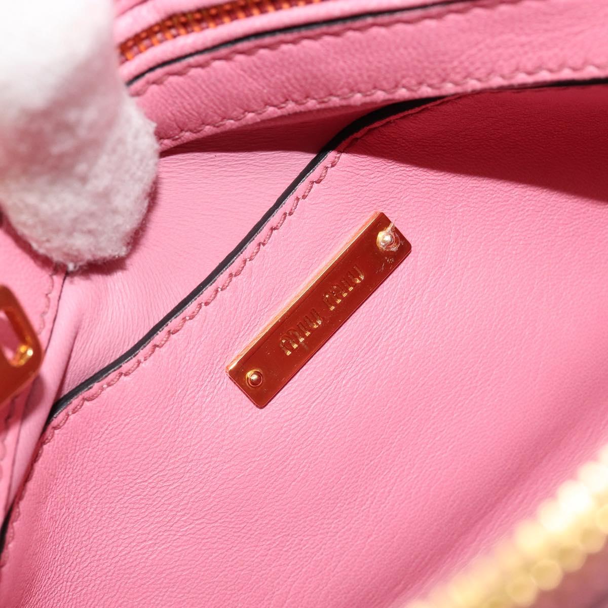 Miu Miu Hand Bag Leather Pink Gold Auth 185537