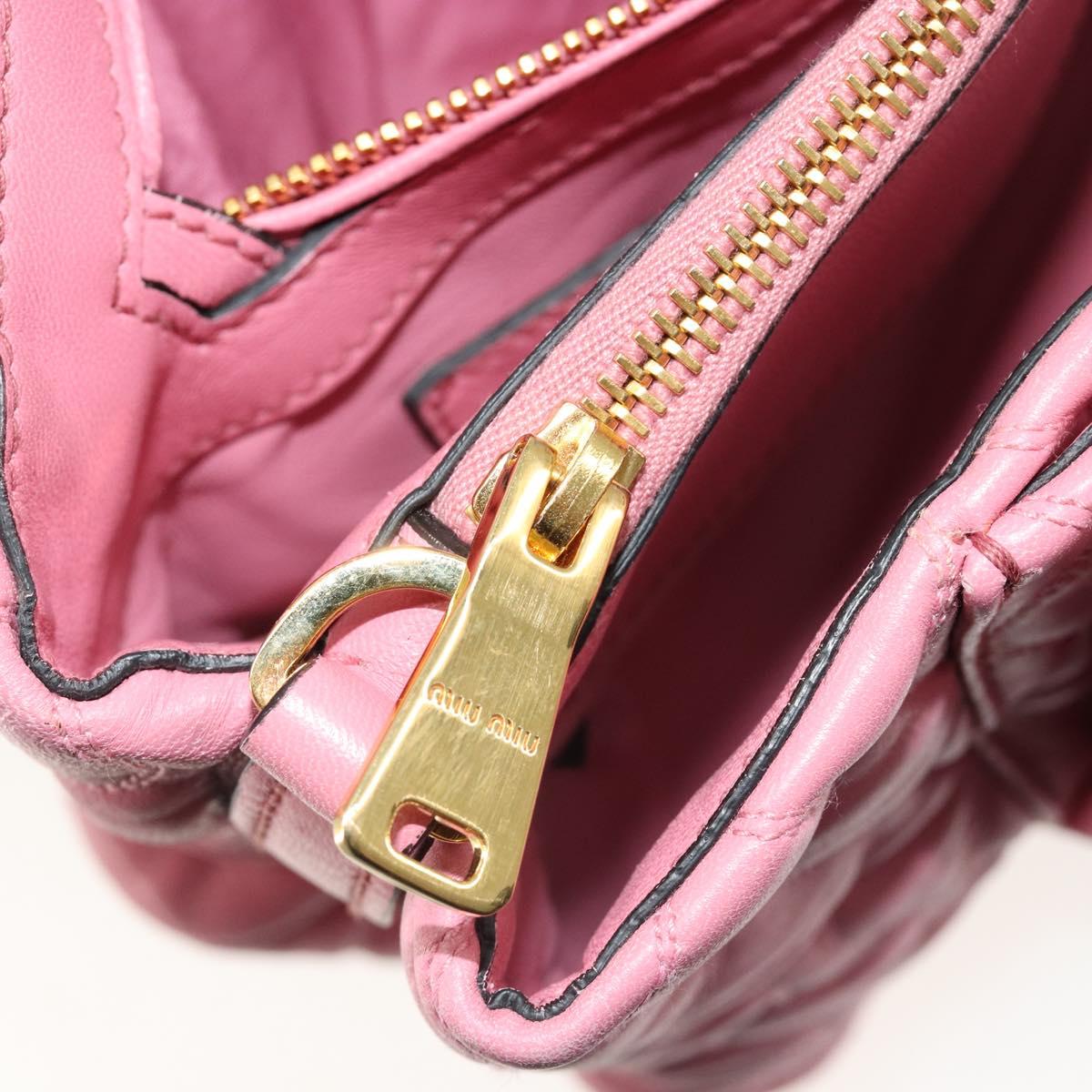 Miu Miu Hand Bag Leather Pink Gold Auth 185537