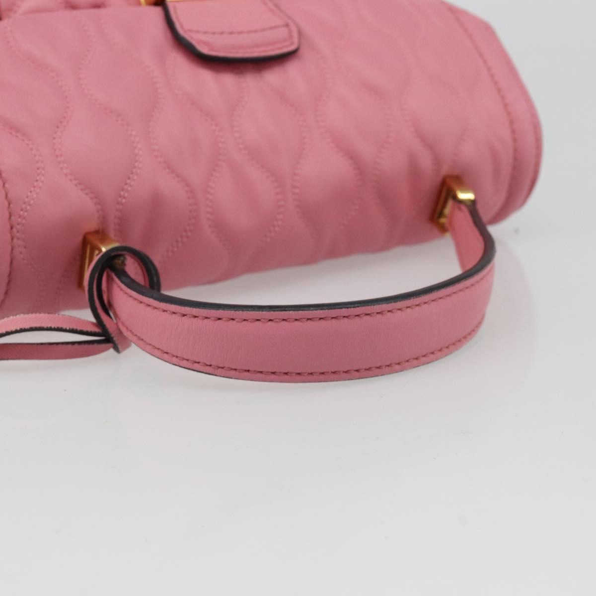 Miu Miu Hand Bag Leather Pink Gold Auth 185537