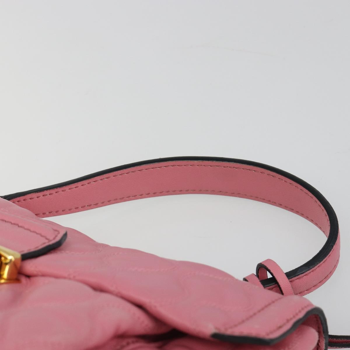 Miu Miu Hand Bag Leather Pink Gold Auth 185537