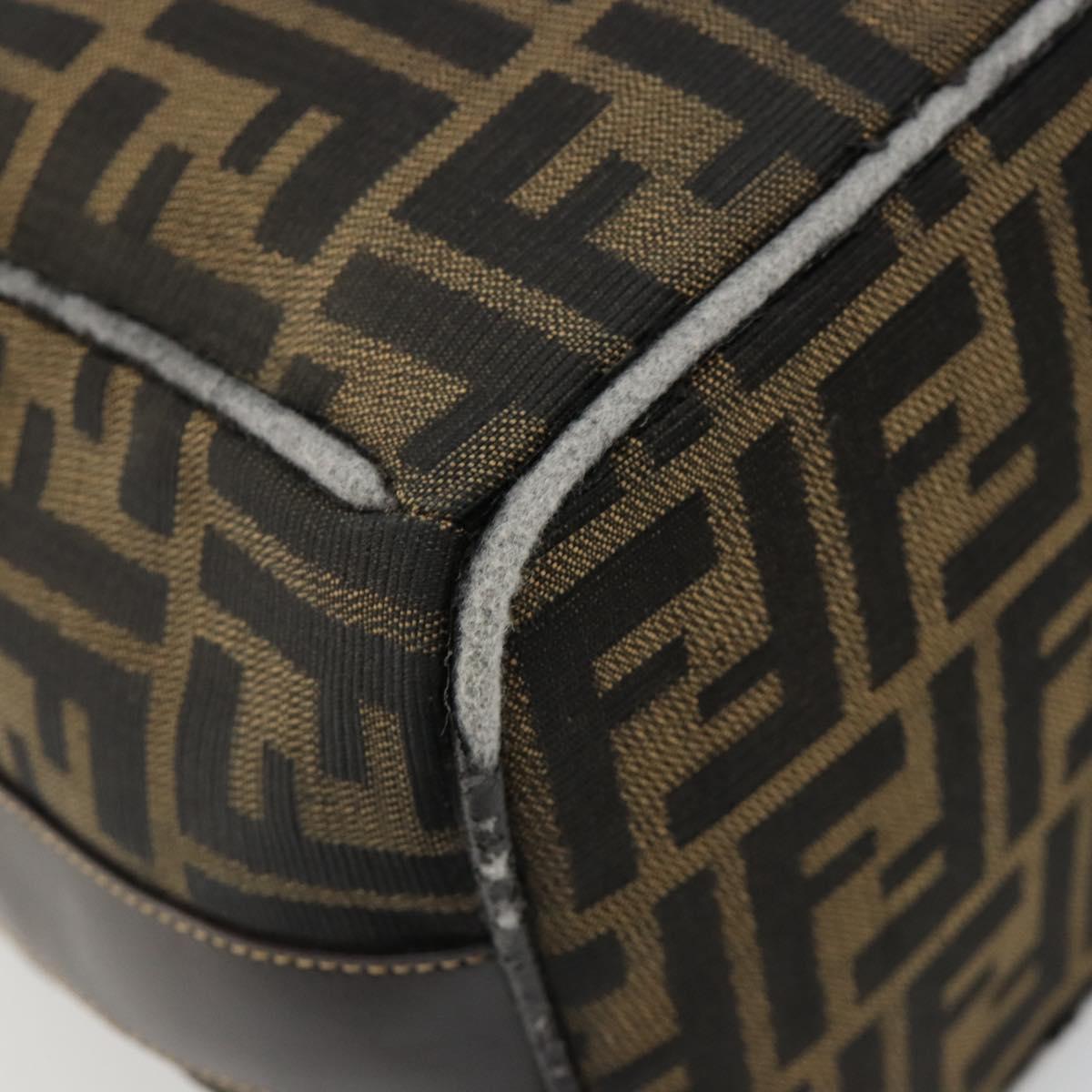 FENDI Zucca Canvas Vanity Hand Bag Black Brown Auth 185538