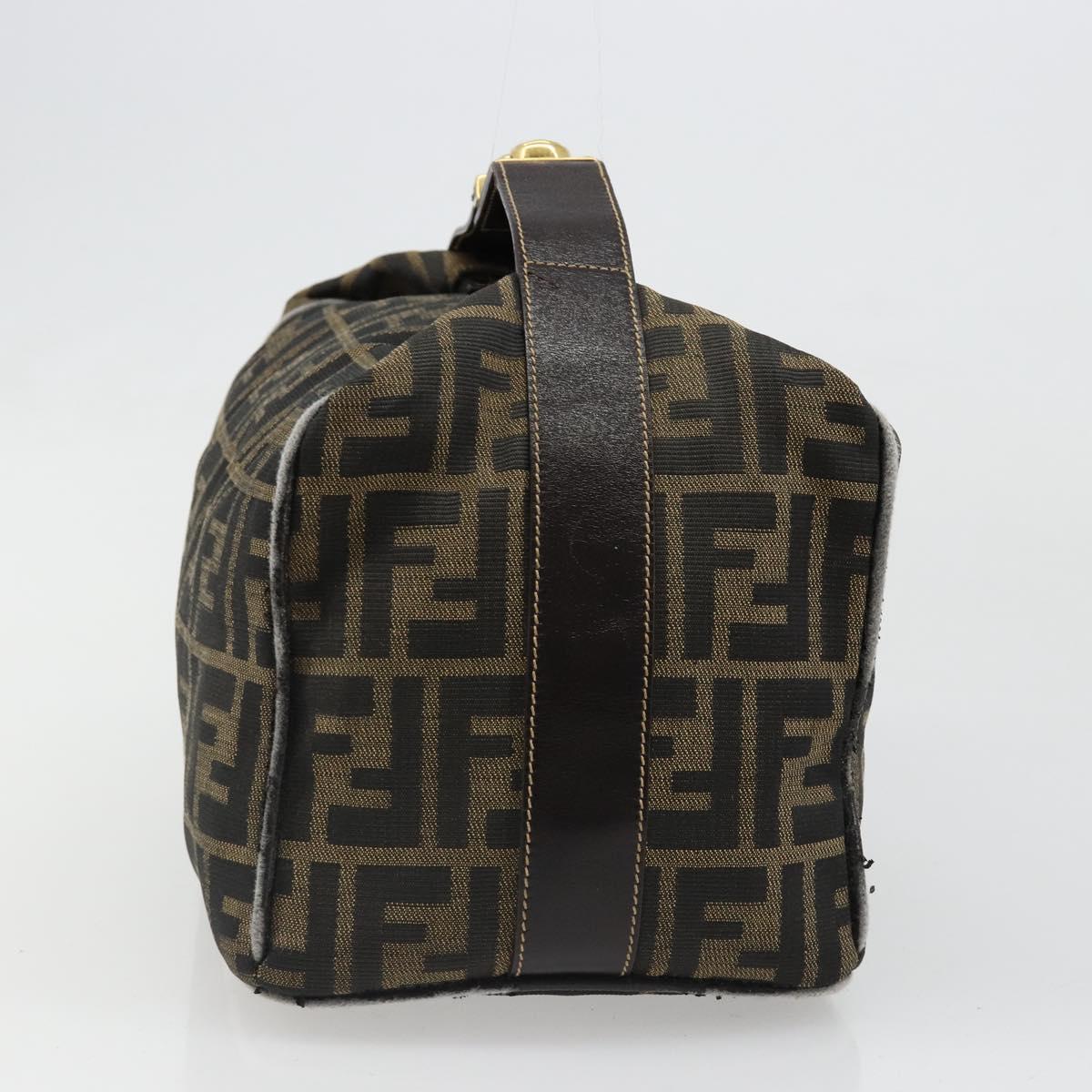 FENDI Zucca Canvas Vanity Hand Bag Black Brown Auth 185538