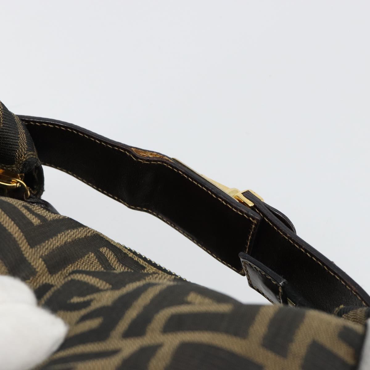 FENDI Zucca Canvas Vanity Hand Bag Black Brown Auth 185538