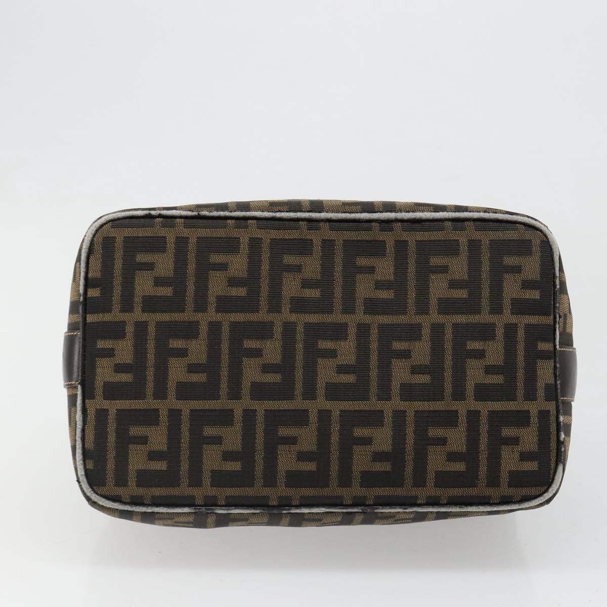 FENDI Zucca Canvas Vanity Hand Bag Black Brown Auth 185538