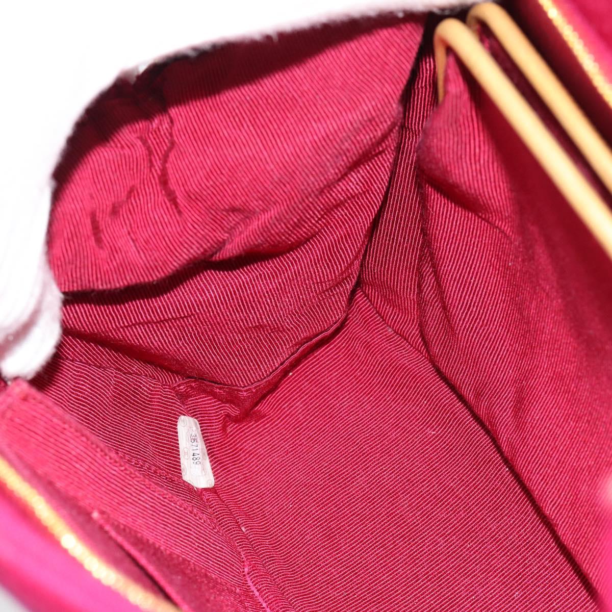 CHANEL Matelasse Chain Shoulder Bag Cotton Jersey Wine Red Gold CC Auth 185539