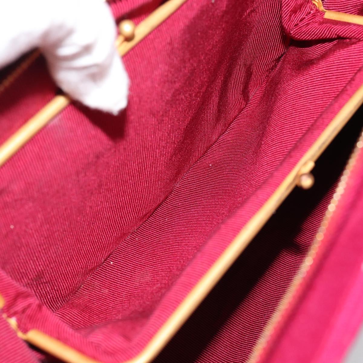 CHANEL Matelasse Chain Shoulder Bag Cotton Jersey Wine Red Gold CC Auth 185539