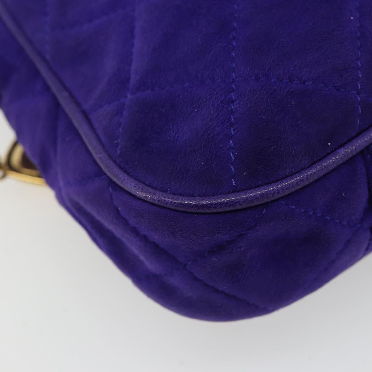 CHANEL Matelasse Chain Hand Bag Suede Purple Gold CC Auth 185540A