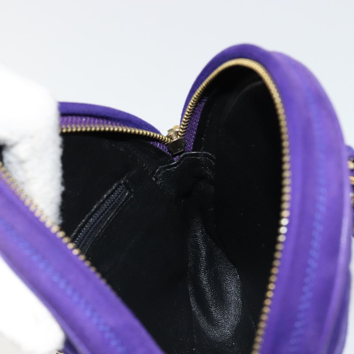 CHANEL Matelasse Chain Hand Bag Suede Purple Gold CC Auth 185540A