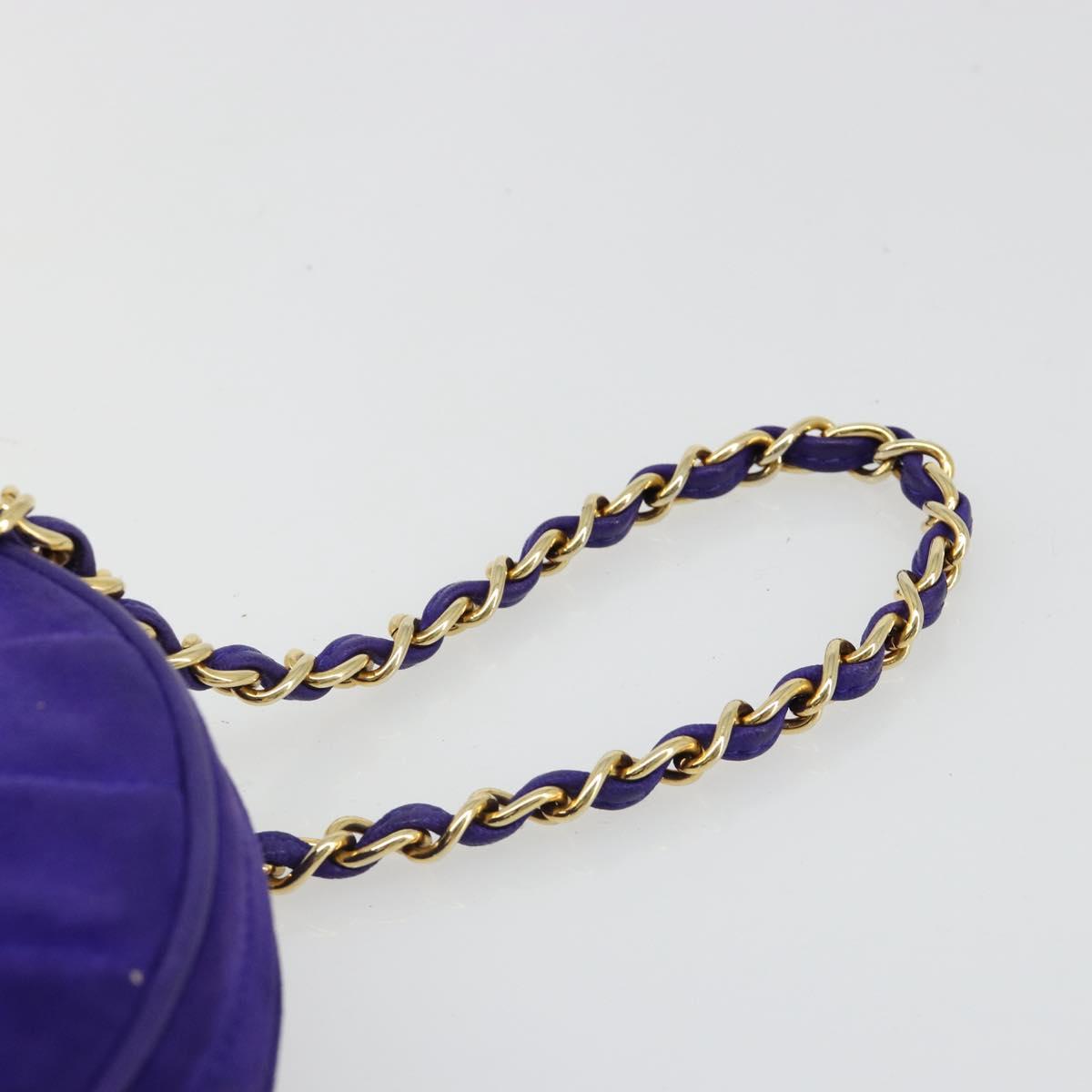 CHANEL Matelasse Chain Hand Bag Suede Purple Gold CC Auth 185540A