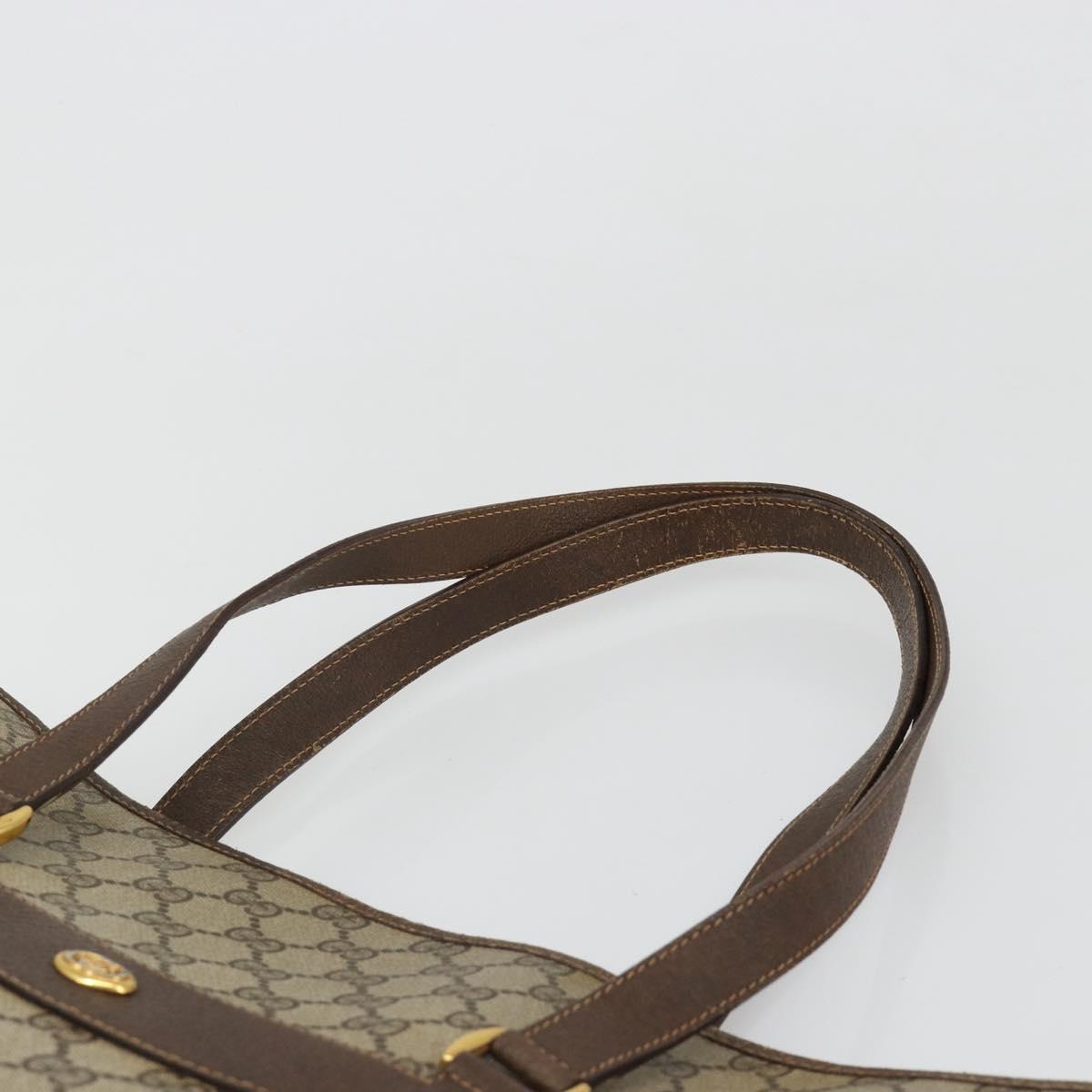 GUCCI GG Supreme Web Sherry Line Tote Bag PVC Beige Gold 39 02 091 Auth 185543