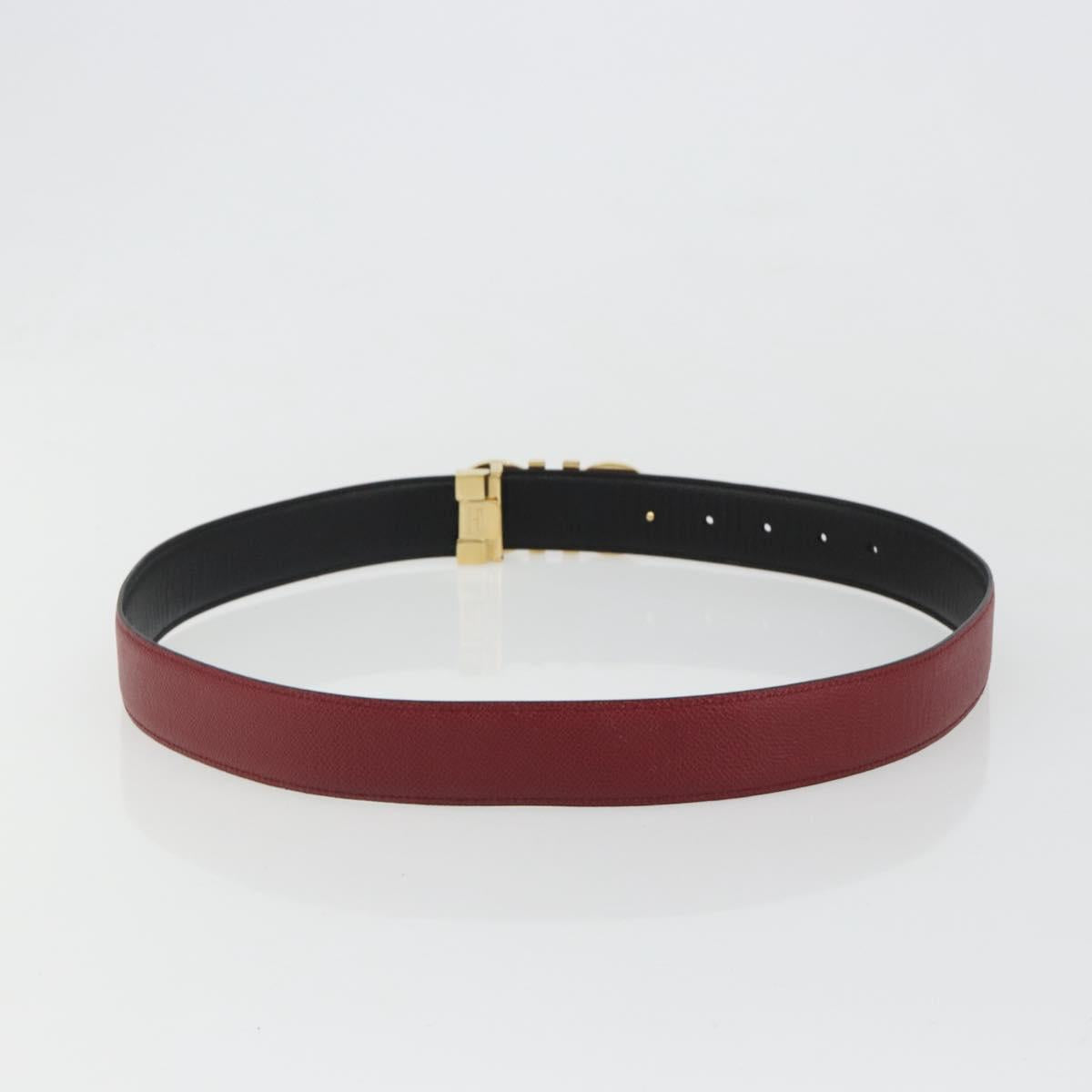Salvatore Ferragamo Gancini Belt Leather 37.8"" Red Gold Auth 185545A