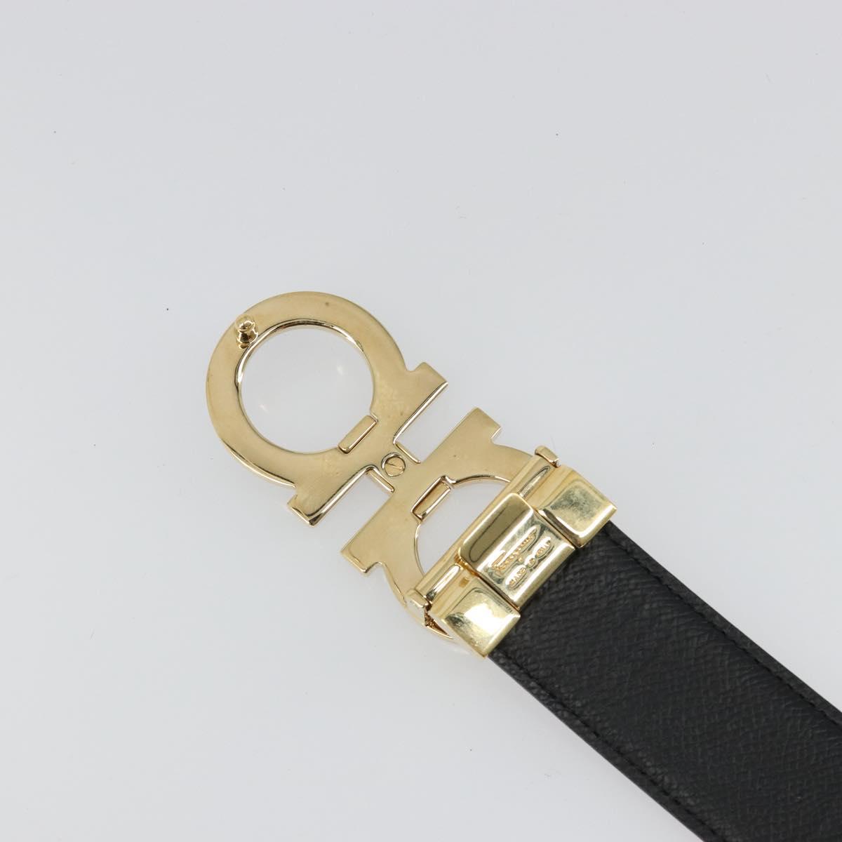 Salvatore Ferragamo Gancini Belt Leather 37.8"" Red Gold Auth 185545A