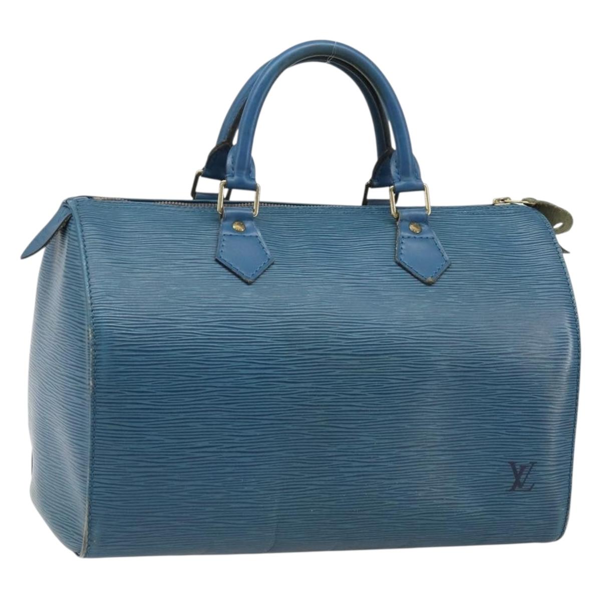 LOUIS VUITTON Epi Speedy 30 Hand Bag Toledo Blue M43005 LV Auth 185554