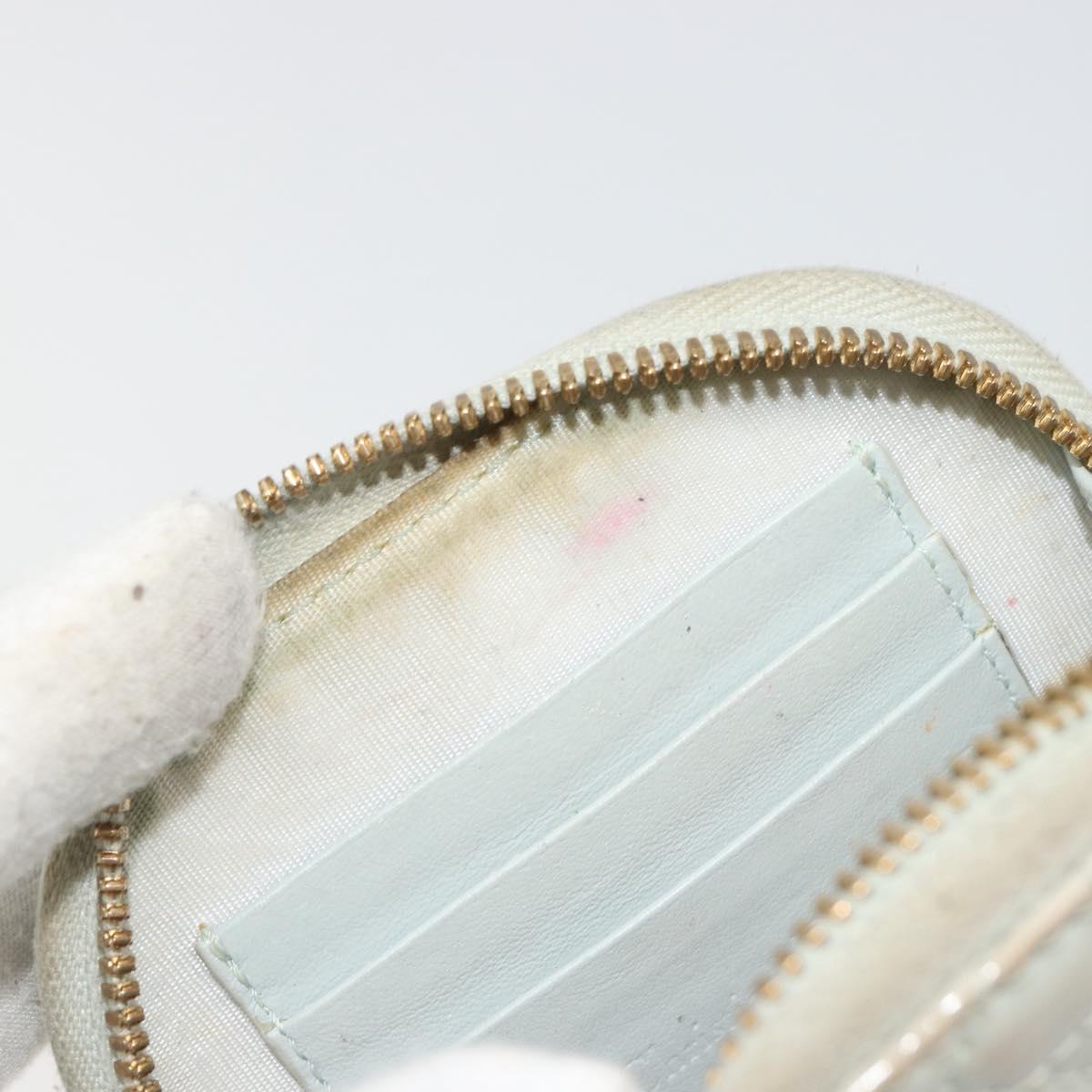 Christian Dior Cannage Phone Pouch Chain Bag Patent Light Blue Gold Auth 185556