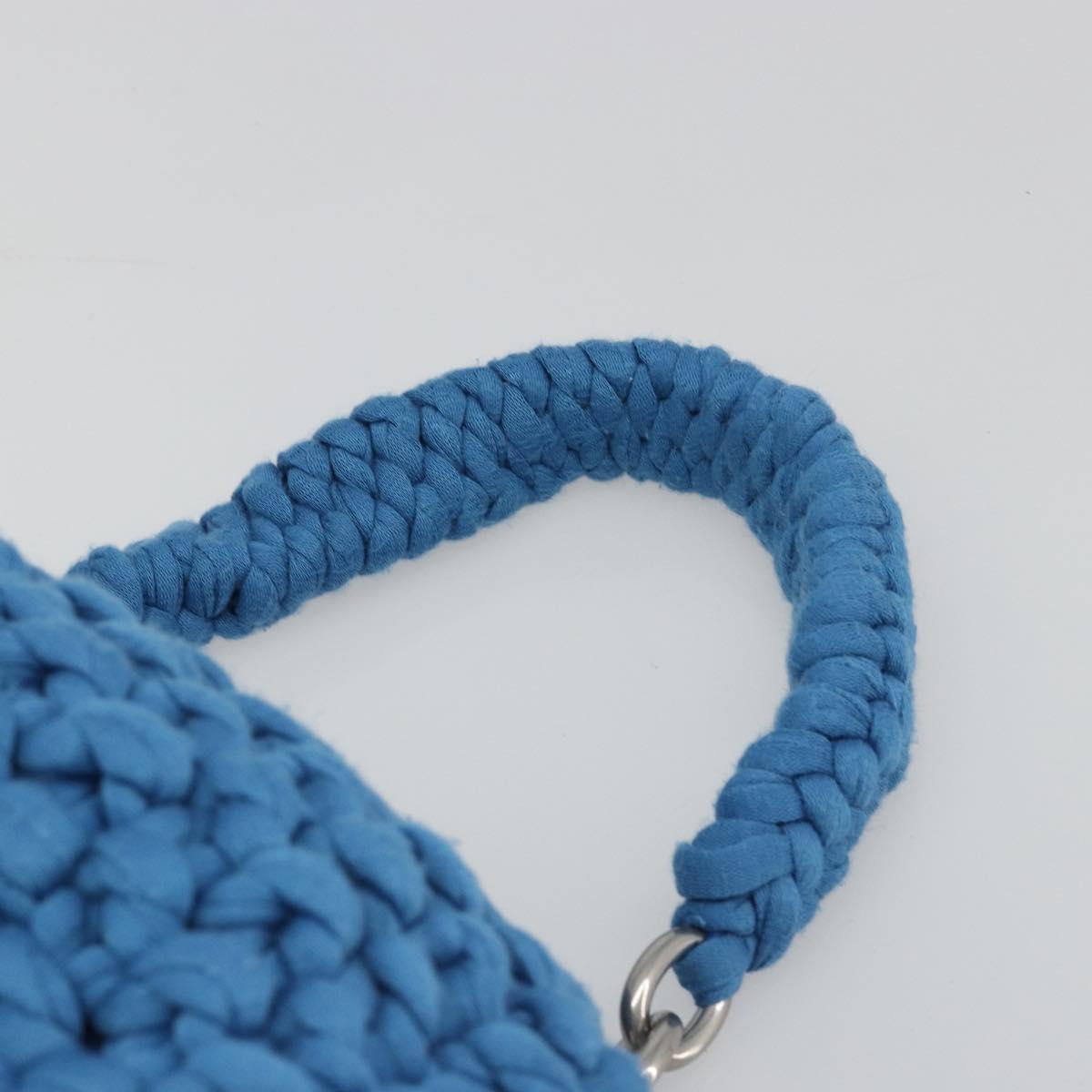 BOTTEGA VENETA Top Handle Bag Hand Bag Cotton Jersey Blue Silver Auth 185557A