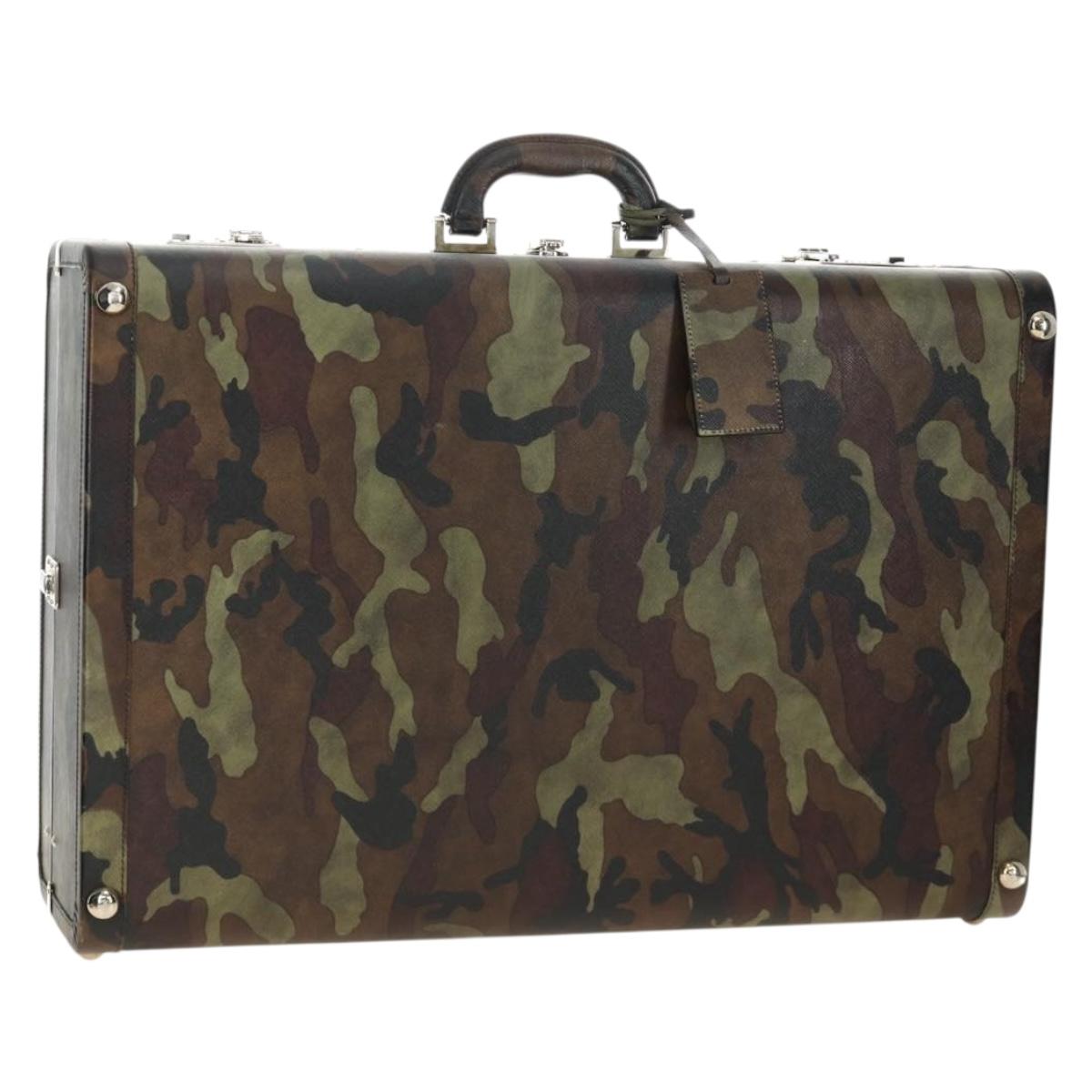 PRADA Trunk Saffiano leather Camouflage Auth 185558V