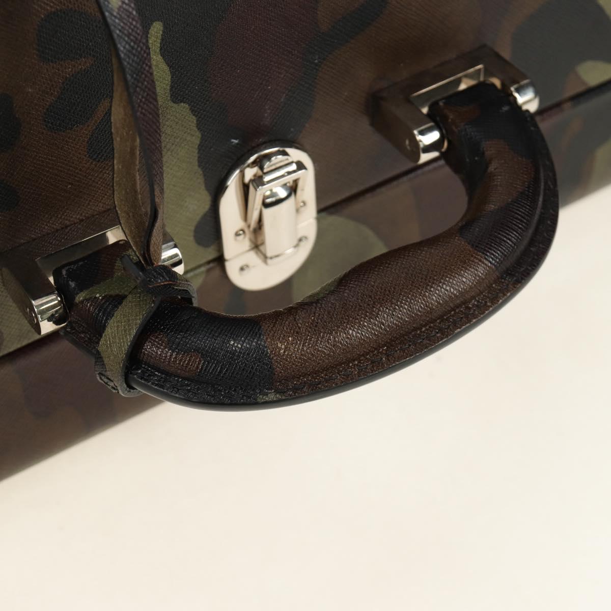 PRADA Trunk Saffiano leather Camouflage Auth 185558V