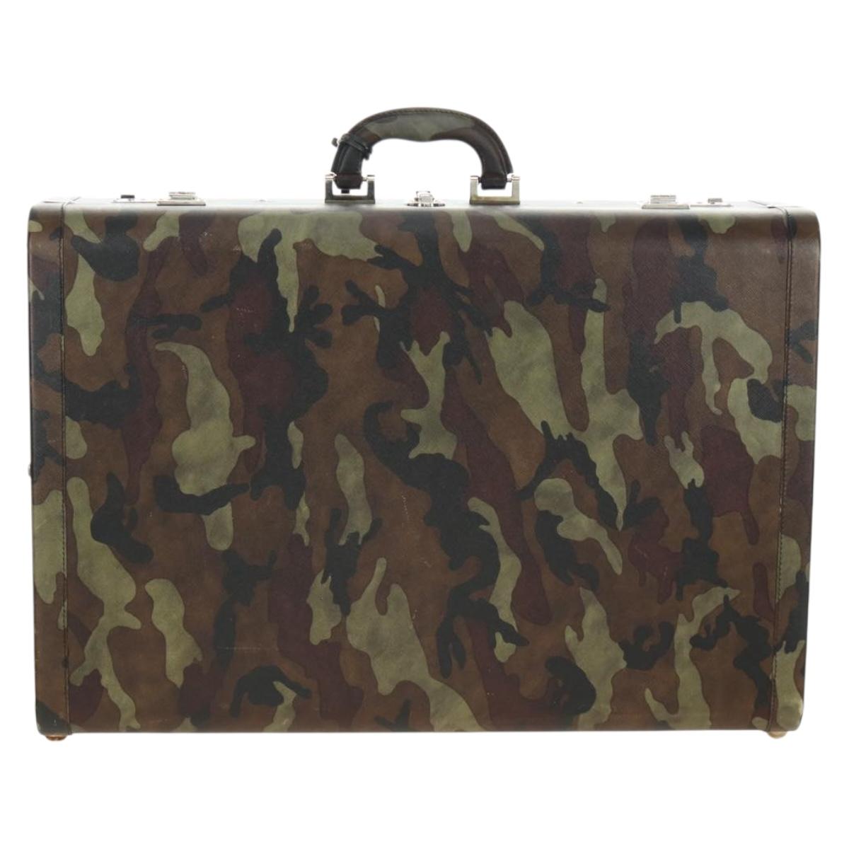 PRADA Trunk Saffiano leather Camouflage Auth 185558V