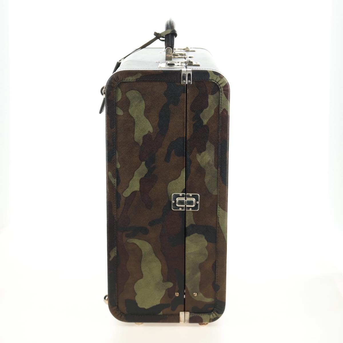 PRADA Trunk Saffiano leather Camouflage Auth 185558V