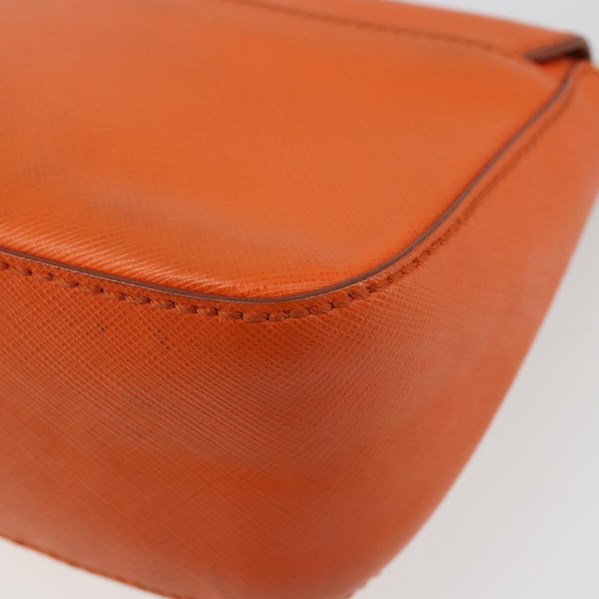 Salvatore Ferragamo Gancini Chain Shoulder Bag Leather Orange Gold Auth 185560