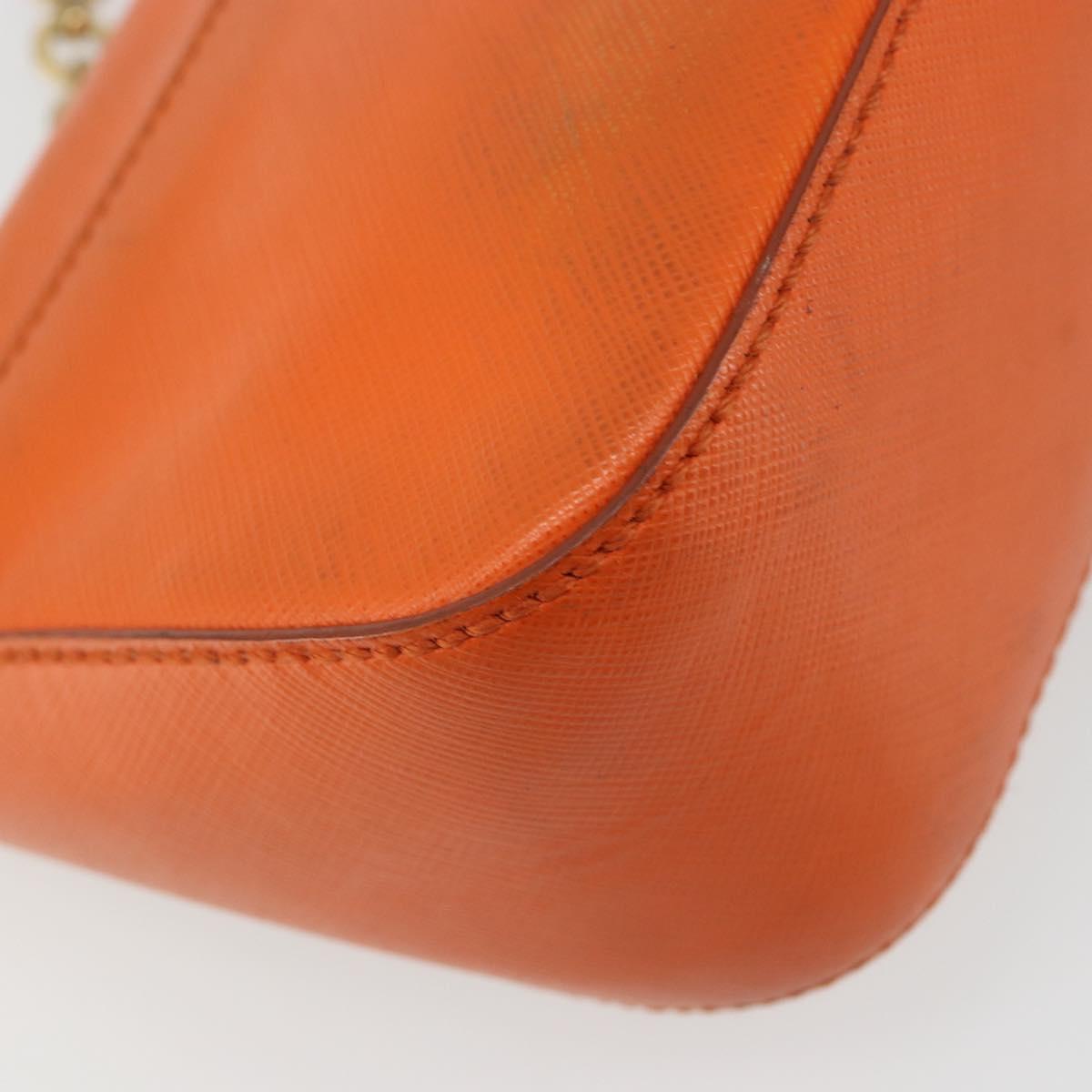 Salvatore Ferragamo Gancini Chain Shoulder Bag Leather Orange Gold Auth 185560