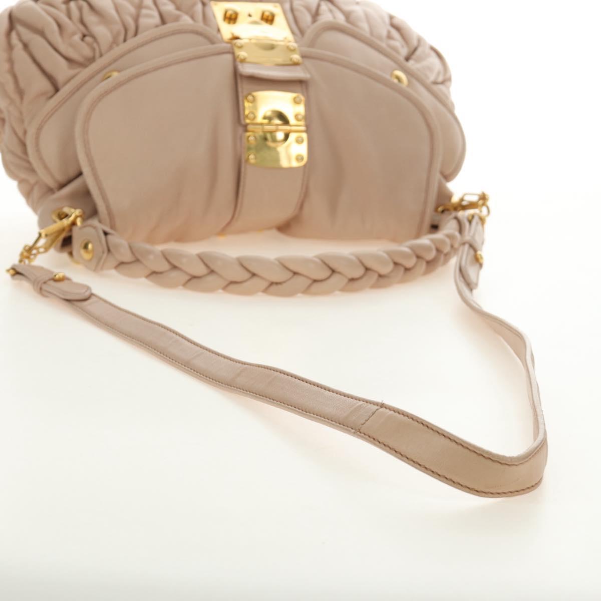Miu Miu Matelasse Shoulder Bag Leather 2way Pink Gold Auth 185581M