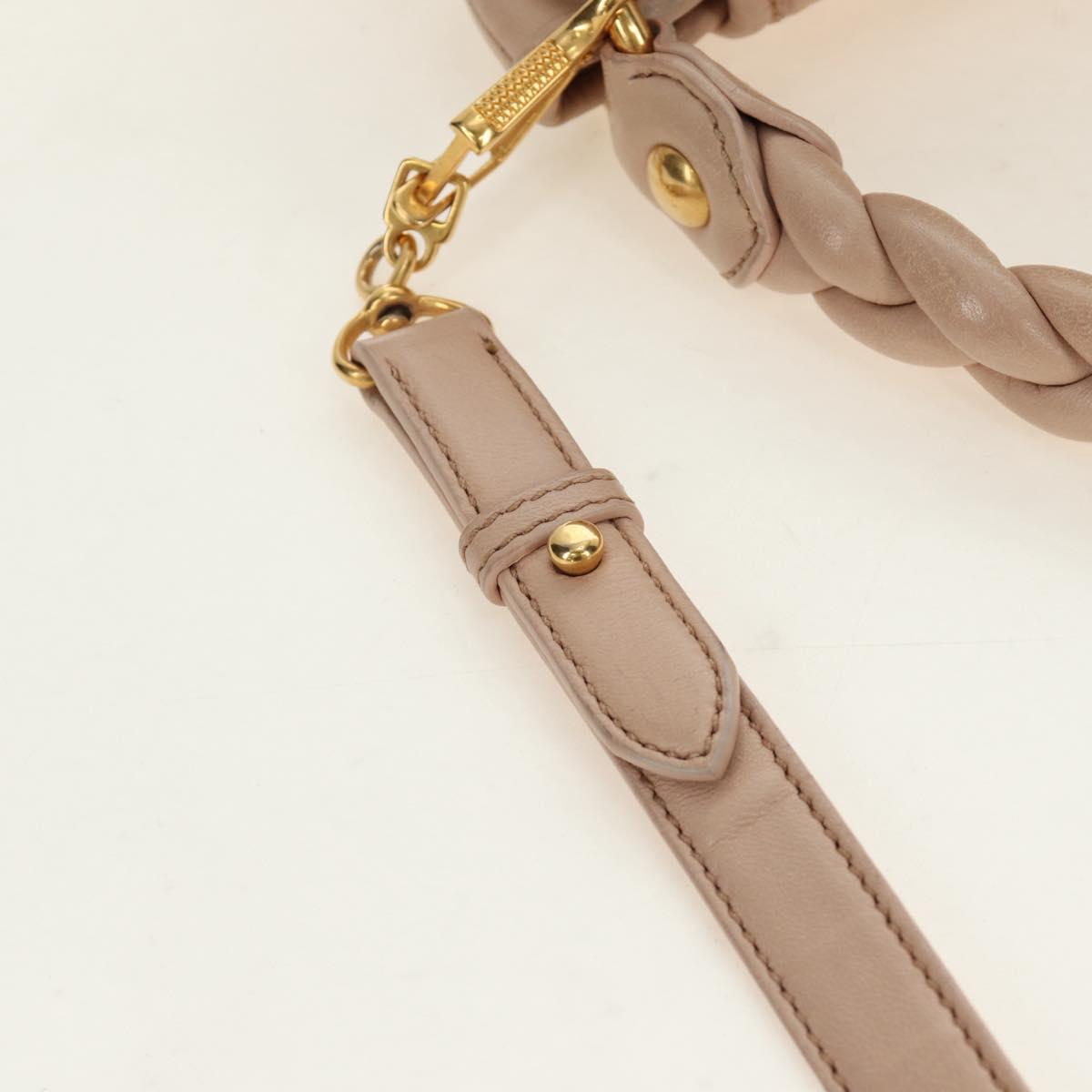 Miu Miu Matelasse Shoulder Bag Leather 2way Pink Gold Auth 185581M